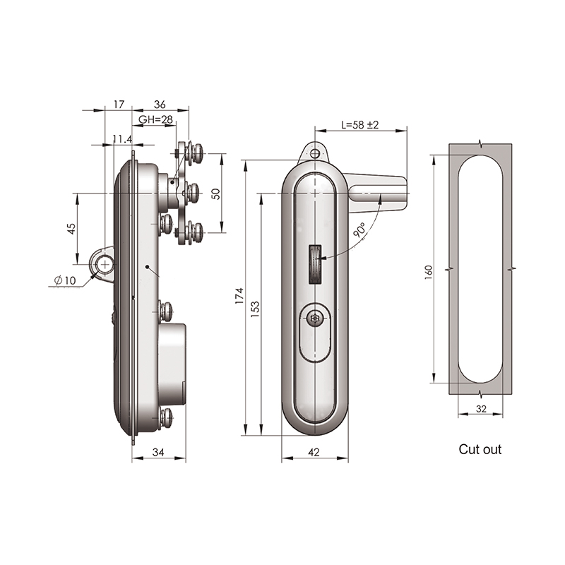 MS864-4 ล็อคประตูแบบแบน 90 °ที่จับหมุนเพื่อเปิดและล็อค MS864-4 ล็อคประตูแบบแบน 90 °ที่จับหมุนเพื่อเปิดและล็อค